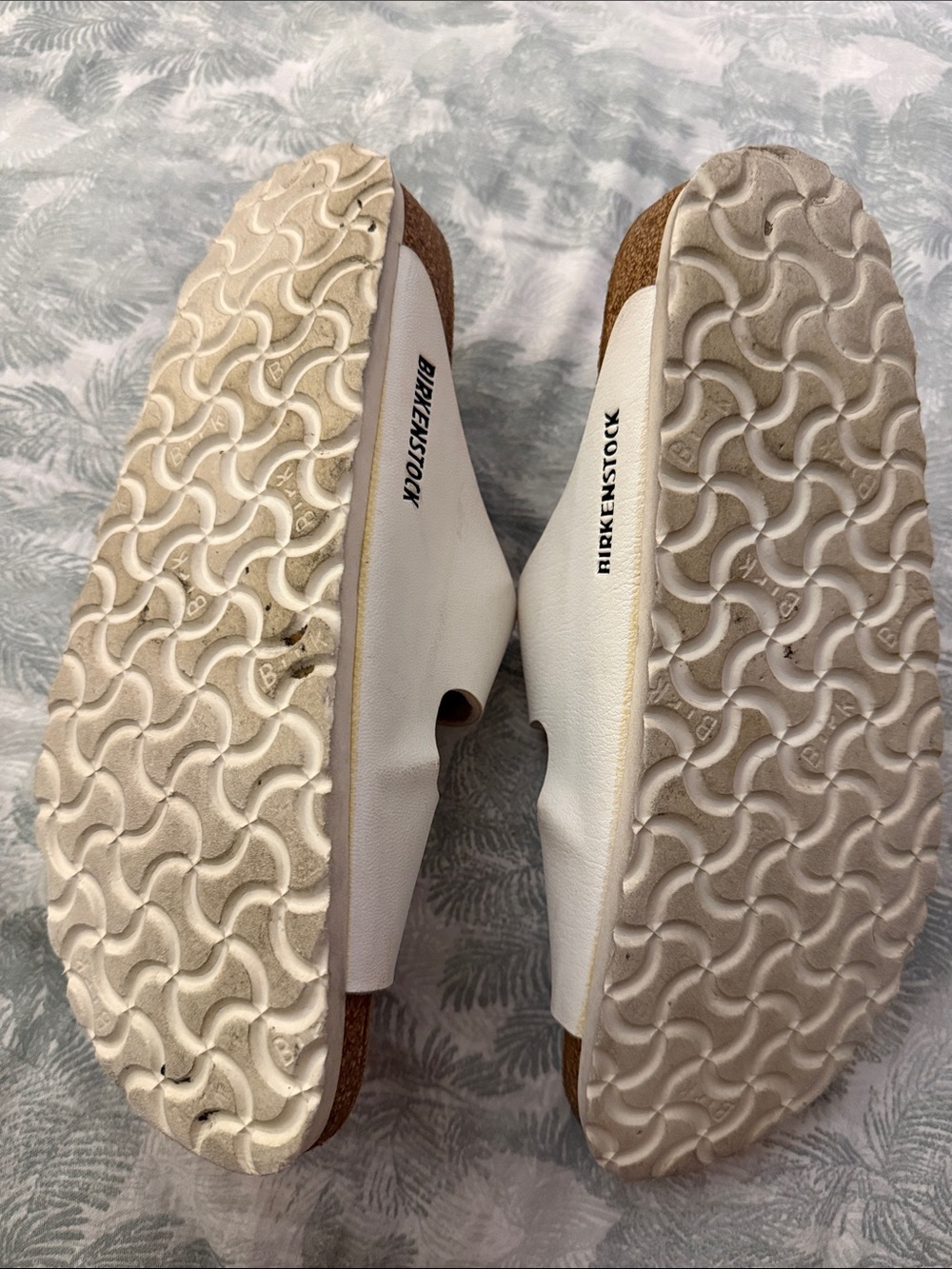 Birkenstock White Arizona Two-Strap Sandals with Silver Buckles - Picture 6 of 7